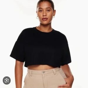 TNA cropped Black Oversized T Shirt Sz Small Like New.